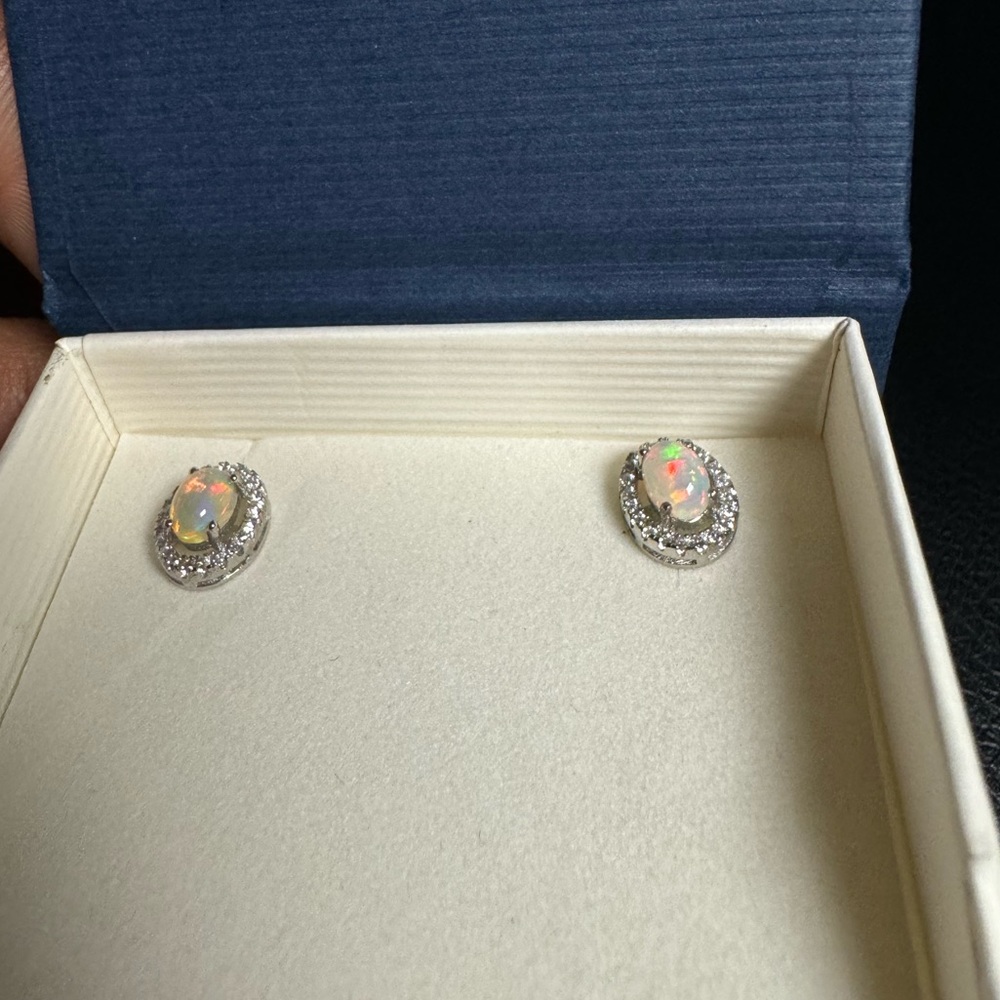 Elegant Silver & Opal Earrings